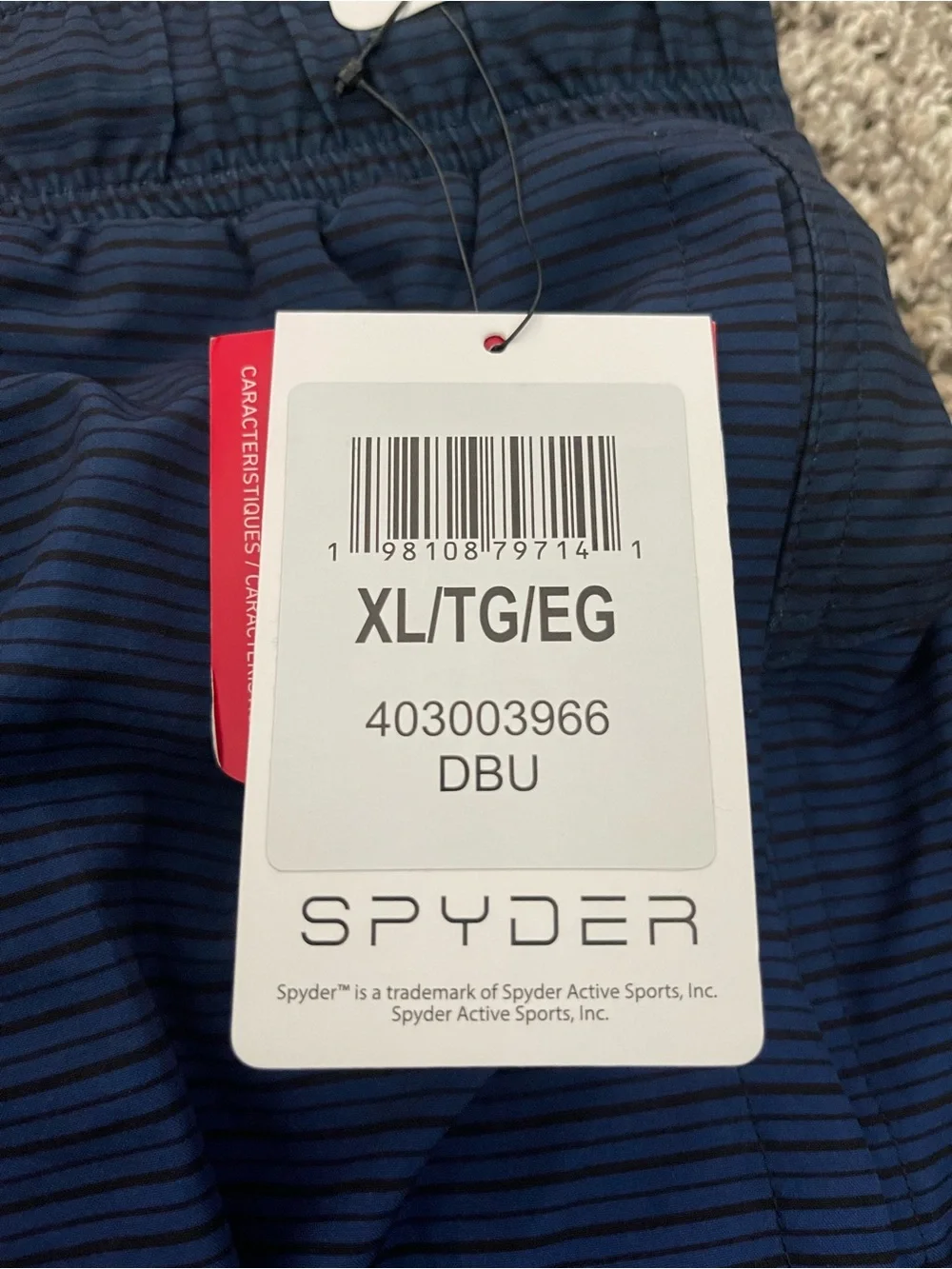 NWT Men’s Spyder Blue Striped Board Shorts Swim Trunks Size XL